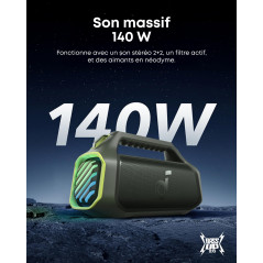 Soundcore Boom 2 Plus Enceinte Bluetooth puissante, 140W, 2+2 canaux stéréo, BassUp 2.0,Charge Rapide 30W, 20h, IPX7, lumières R