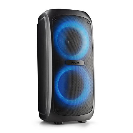 NGS Wild Temper – Enceinte Portable Bluetooth, 200W, TWS, lumières LED RGB, USB/AUX, Double entrée Microphone, Batterie Recharge
