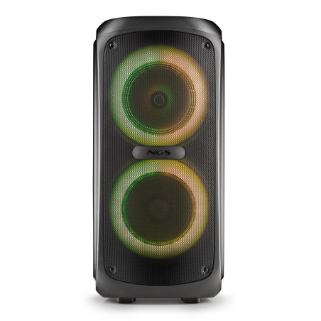 NGS Wild Temper – Enceinte Portable Bluetooth, 200W, TWS, lumières LED RGB, USB/AUX, Double entrée Microphone, Batterie Recharge