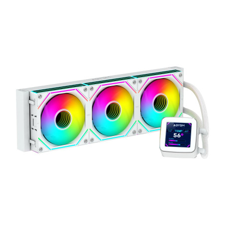 ABYSM Gaming Refroidissement liquide OCEANIC 360 White ARGB, avec écran LCD de 2,8" personnalisable, pour surveiller la températ
