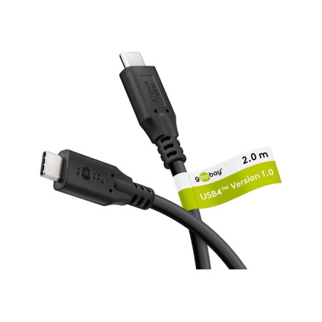 goobay Câble USB C vers USB C avec Thunderbolt 4, USB 4.0, 20 Gbit/s/100 W, câble de données USB type C avec Power Delivery PD,