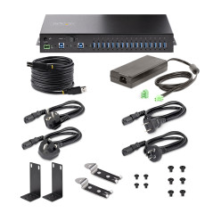 StarTech.com Hub Industriel à 16 Ports USB 5Gbps avec Adaptateur d'alimentation, Boîtier Métallique, Bornier d'alimentation