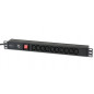 Techly I-Case STRIP-10C Multiprise pour Rack 1U, C13 VDE, Aluminium Noir