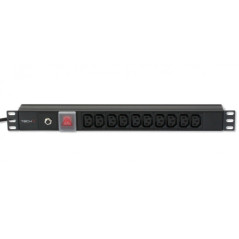 Techly I-Case STRIP-10C Multiprise pour Rack 1U, C13 VDE, Aluminium Noir