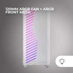 Mars Gaming MC-Volt, Boîtier Gaming ATX, Ventilateur ARGB 120mm, Grille Frontale ARGB, Fenêtre Latérale en Verre Trempé, Gestion