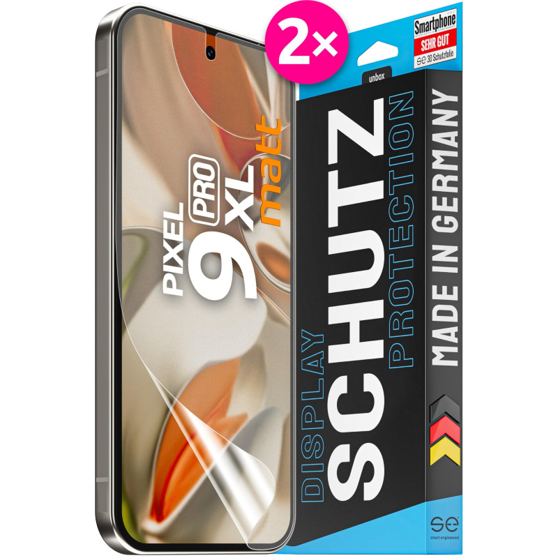 2X se® Film de Protection 3D Antireflet pour Google Pixel 9 Pro XL, Auto-réparateur, Compatible Empreinte & FaceID, Installation
