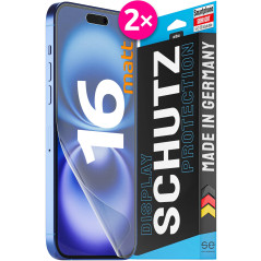 2X se® Film de Protection 3D Antireflet pour Apple iPhone 16, Auto-réparateur, Compatible Empreinte & FaceID, Installation sans