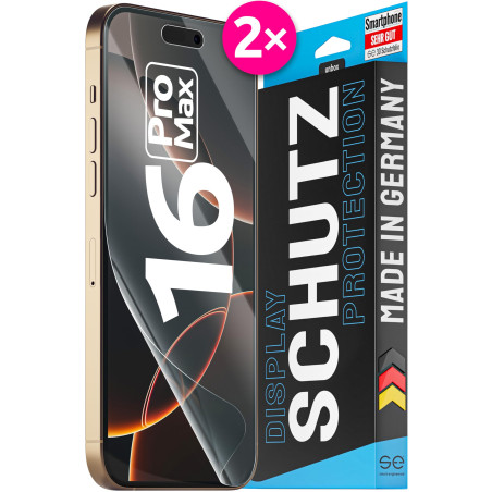 2X se® Film de Protection 3D Transparent pour Apple iPhone 16 Pro Max, Auto-réparateur, Compatible Empreinte & FaceID, Installat