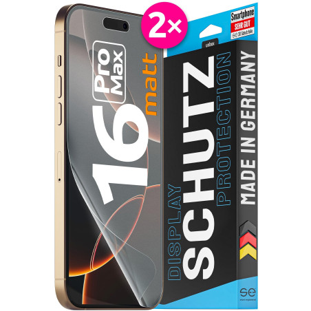 2X se® Film de Protection 3D Antireflet pour Apple iPhone 16 Pro Max, Auto-réparateur, Compatible Empreinte & FaceID, Installati