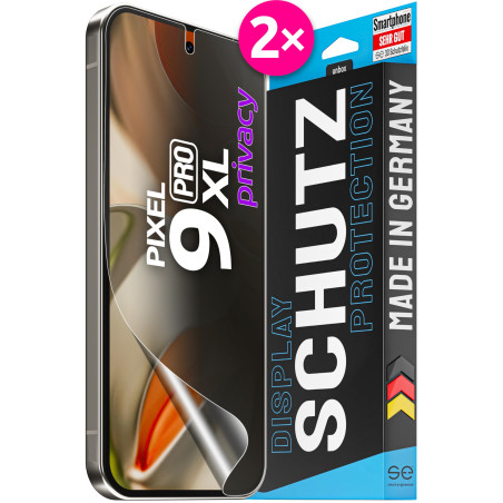 2X se® Film de Protection 3D Privacy pour Google Pixel 9 Pro XL, Auto-réparateur, Compatible Empreinte & FaceID, Installation sa