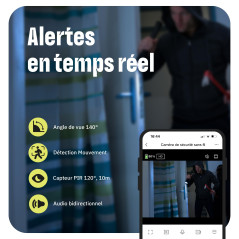 OMAJIN by Netatmo, Caméra de Sécurité Intérieur & Extérieur 2K sans fil, Angle de vue 140°, IP65, Stockage 64 Go SD/Cloud, Détec