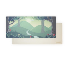 TANOOKI Tapis de bureau XXL réversible, couleur crème/beige et dessin de la forêt Yuki, illustration propre, protecteur de burea