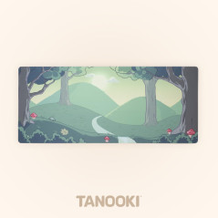 TANOOKI Tapis de bureau XXL réversible, couleur crème/beige et dessin de la forêt Yuki, illustration propre, protecteur de burea