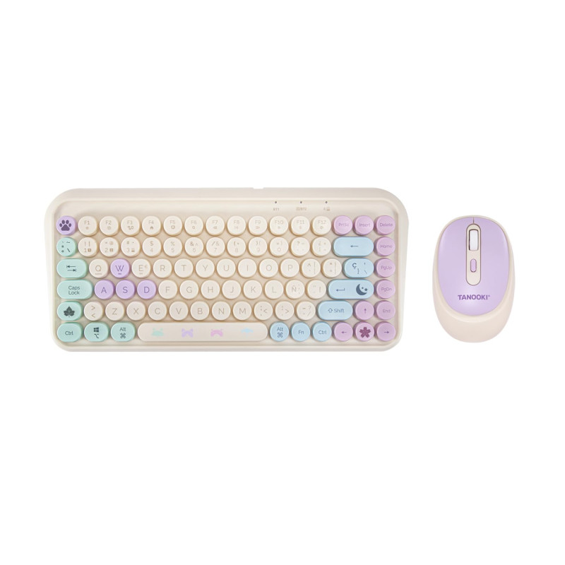 TANOOKI Ensemble clavier et souris sans fil, Bluetooth et connexion 2,4 GHz, 85 touches (QWERTY), souris avec 3 niveaux de sensi TANOOKI Ensemble clavier et souris sans fil, Bluetooth et connexion 2,4 GHz, 85 touches (QWERTY), souris avec 3 niveaux de sensi