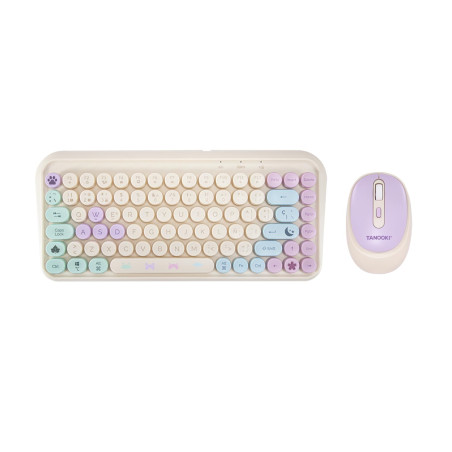 TANOOKI Ensemble clavier et souris sans fil, Bluetooth et connexion 2,4 GHz, 85 touches (QWERTY), souris avec 3 niveaux de sensi