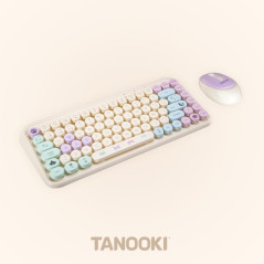 TANOOKI Ensemble clavier et souris sans fil, Bluetooth et connexion 2,4 GHz, 85 touches (QWERTY), souris avec 3 niveaux de sensi