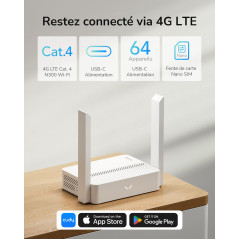 Cudy LT300 Nouveau Routeur avec Alimentation USB-C WiFi 4G LTE 300 Mbps, Compatible avec Tous Les Opérateurs, MU-MIMO, Aucune Co