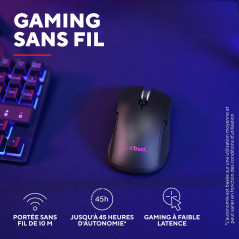 Trust GXT 931 Ybar Souris sans Fil Gamer Bluetooth + 2.4GHz Faible Latence, Programmable, 200-7200 DPI, 70% Plastiques Recyclés,
