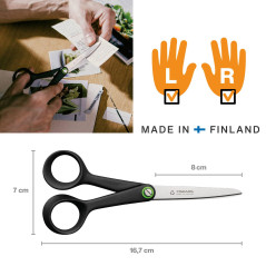 Fiskars ReNew Ciseaux polyvalent, Longueur : 16,7 cm, Inox recyclé/plastique recyclé, Functional Form, Noir, 1074543