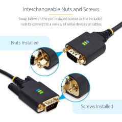 StarTech Câble Adaptateur USB vers Série de 2m, Rétention COM, FTDI, USB-A vers DB9 RS232, Voyants LED, Écrous à Vis DB9 Interch