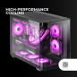 Mars Gaming MC-FUSIONM, Boîtier Gaming Micro-ATX, Fenêtre Latérale et Façade Verre Trempé Courbé Continu, Mini-Tour PC Double Ch