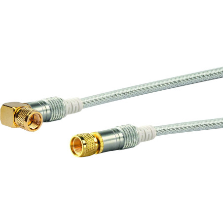Schwaiger Câble satellite à raccord coudé Longueur 1,5 m Angle à 90° Fiche F vers fiche F 110 dB Blindage 4 voies Écrou moleté p