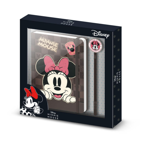 Disney Minnie Mouse Journey-Coffret Cadeau avec Journal et Stylo à Bille Fashion, Brun