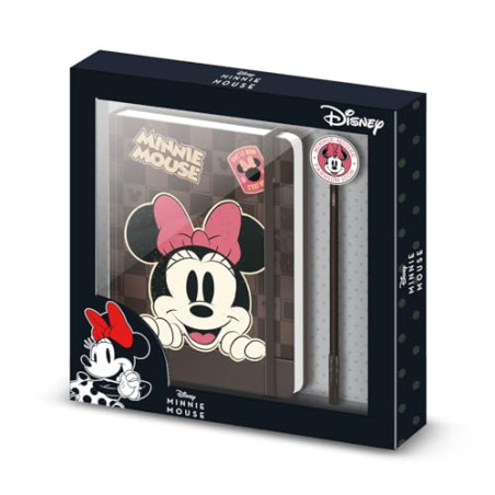 Disney Minnie Mouse Journey-Coffret Cadeau avec Journal et Stylo à Bille Fashion, Brun