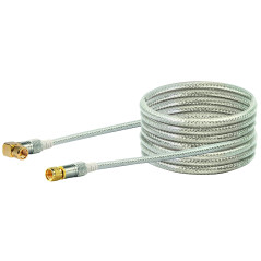 Schwaiger Câble Satellite à raccord coudé Angle à 90° Fiches F vers F 110 DB Blindage 4 Voies Écrou moleté plaqué Or Transparent