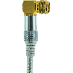 Schwaiger Câble Satellite à raccord coudé Angle à 90° Fiches F vers F 110 DB Blindage 4 Voies Écrou moleté plaqué Or Transparent
