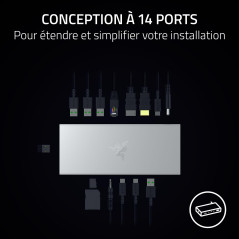 Razer USB 4 Dock - Station d'accueil Haute Vitesse à 14 Ports pour Les Jeux et la productivité - Prise en Charge de Deux écrans,