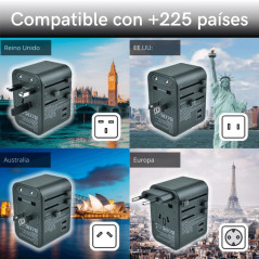 Adaptateur universel de voyage PD20 W 2 USB 1 USB C et 1 CA Prise intelligente multiple pour UK Allemagne USA Thaïlande Irlande 
