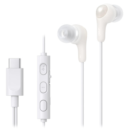 JVC HA-FR9UC-W, Écouteurs filaires Gumy Connect USB Type-C avec Un Son Puissant et Clair, télécommande Pratique Marche/arrêt du