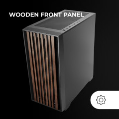 Mars Gaming MC-Wood, Boîtier PC ATX, Panneau Frontal en Bois, Fenêtre Latérale en Verre Trempé, Ventilateur FDB 120mm, Refroidis