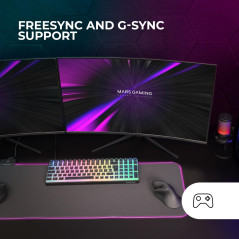Mars Gaming MV-27C, Écran Gaming Incurvé 27” FHD 1080p 200Hz, HDR10 1ms, FreeSync et G-Sync, Écran Sans Bordures, Inclinaison 20