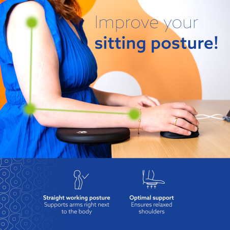 R-Go Repose-Bras Divisé pour Bureau, Ergonomique Extension Bureau Plateau, Support Coudes et Poignets, Éponge Souple, Soulagemen