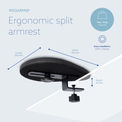 R-Go Repose-Bras Divisé pour Bureau, Ergonomique Extension Bureau Plateau, Support Coudes et Poignets, Éponge Souple, Soulagemen