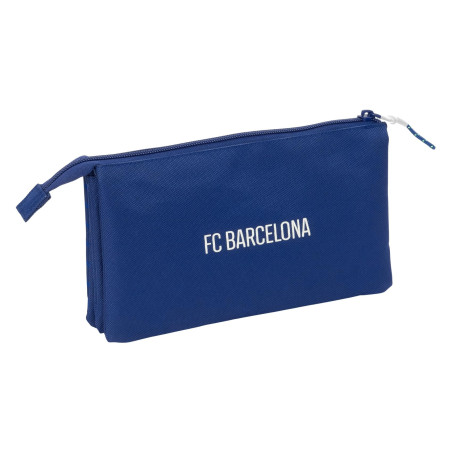 safta F.C. Barcelona Navy Blue Trousse Triple pour Enfant, idéale pour Les Enfants d'âge Scolaire, Confortable et Polyvalente, q