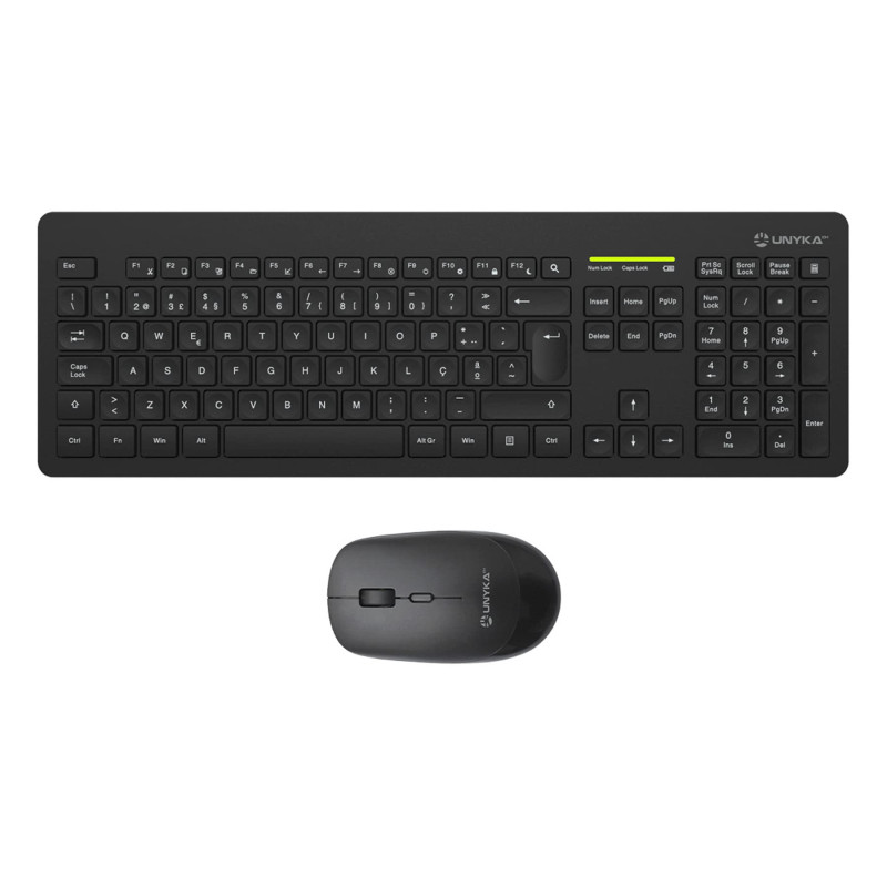 Unykach MK212 Pro Slim Clavier et Souris sans Fil 105 Touches Membrane Portugais USB sans Fil 2.4GHz 1600dpi Silencieux Ergonomi