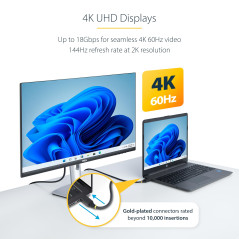 StarTech.com Câble HDMI Haut Débit de 1m Certifié Premium, 4K 60Hz/1440p 144Hz, HDR10/HDCP 2.2/ARC, 18Gbps, Gaine TPE