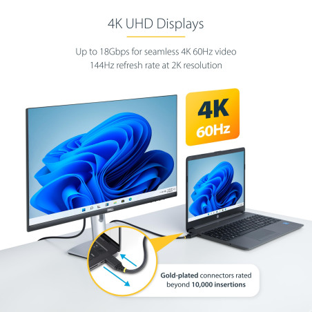 StarTech.com Câble HDMI Haut Débit de 1m Certifié Premium, 4K 60Hz/1440p 144Hz, HDR10/HDCP 2.2/ARC, 18Gbps, Gaine TPE