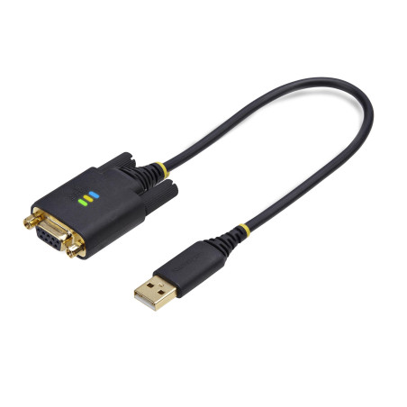 StarTech Câble Adaptateur Série USB vers Null Modem de 30cm, Rétention COM, FTDI, USB-A vers RS232, Voyants LED, Vis et Écrous D
