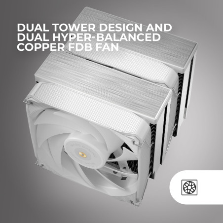 Mars Gaming MCPU-XU9, Dissipateur CPU Double Tour, TDP 400W, 2x Ventilateurs à Lames Hybrides et Palier FDB en Cuivre Hyper-équi