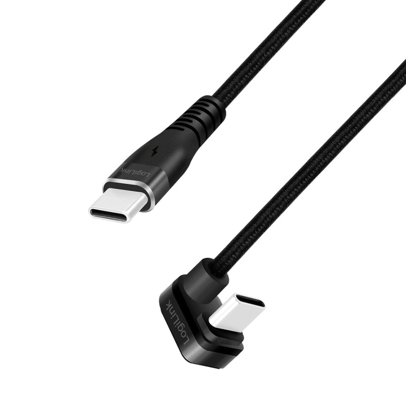 Logilink Câble connecteur USB 2.0 Type-C - USB C mâle (angle 180°) vers USB-C mâle (droit) - Noir - 2 m Logilink Câble connecteur USB 2.0 Type-C - USB C mâle (angle 180°) vers USB-C mâle (droit) - Noir - 2 m