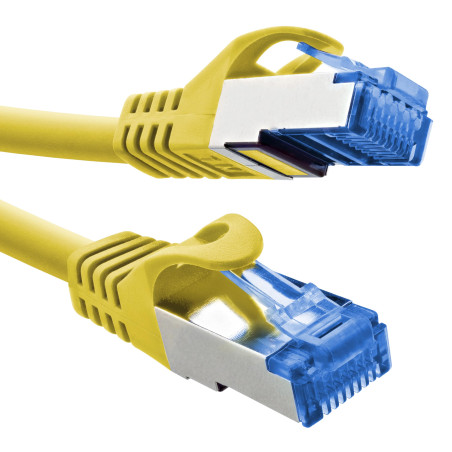InLine 72655Y Câble patch Cat.6A, S/FTP, TPE (LSZH), CCA, PoE, LAN, Ethernet, câble réseau RJ45 Gigabit, jaune, 0,5 m
