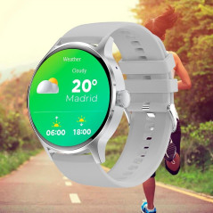 Cool Smartwatch Iris Silicone Gris (Amoled, Appels, Santé, Sport), Gris, Grande