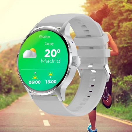 Cool Smartwatch Iris Silicone Gris (Amoled, Appels, Santé, Sport), Gris, Grande