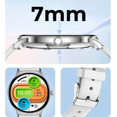 Cool Ultrathin Reloj Smartwatch (AMOLED Llamadas Salud Deporte) Rose + 2 Correas