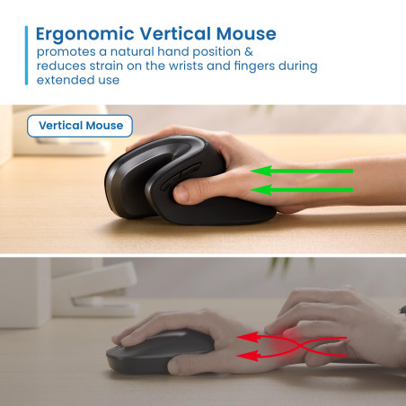 Ewent Souris sans Fil Ergonomique, EW3154, Souris Optique à 6 Touches et Interrupteur Marche/arrêt, 3 DPI réglables, récepteur U