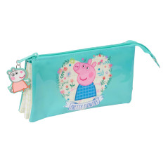Peppa Pig Pretty Flowers - Trousse Triple, Trousse pour Enfant, idéale pour Les Enfants d'âge Scolaire, Confortable et Polyvalen